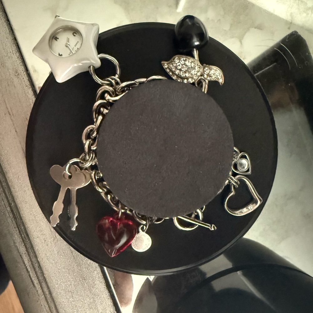 Marc Jacobs Silver Charm Bracelet with star watch and hearts